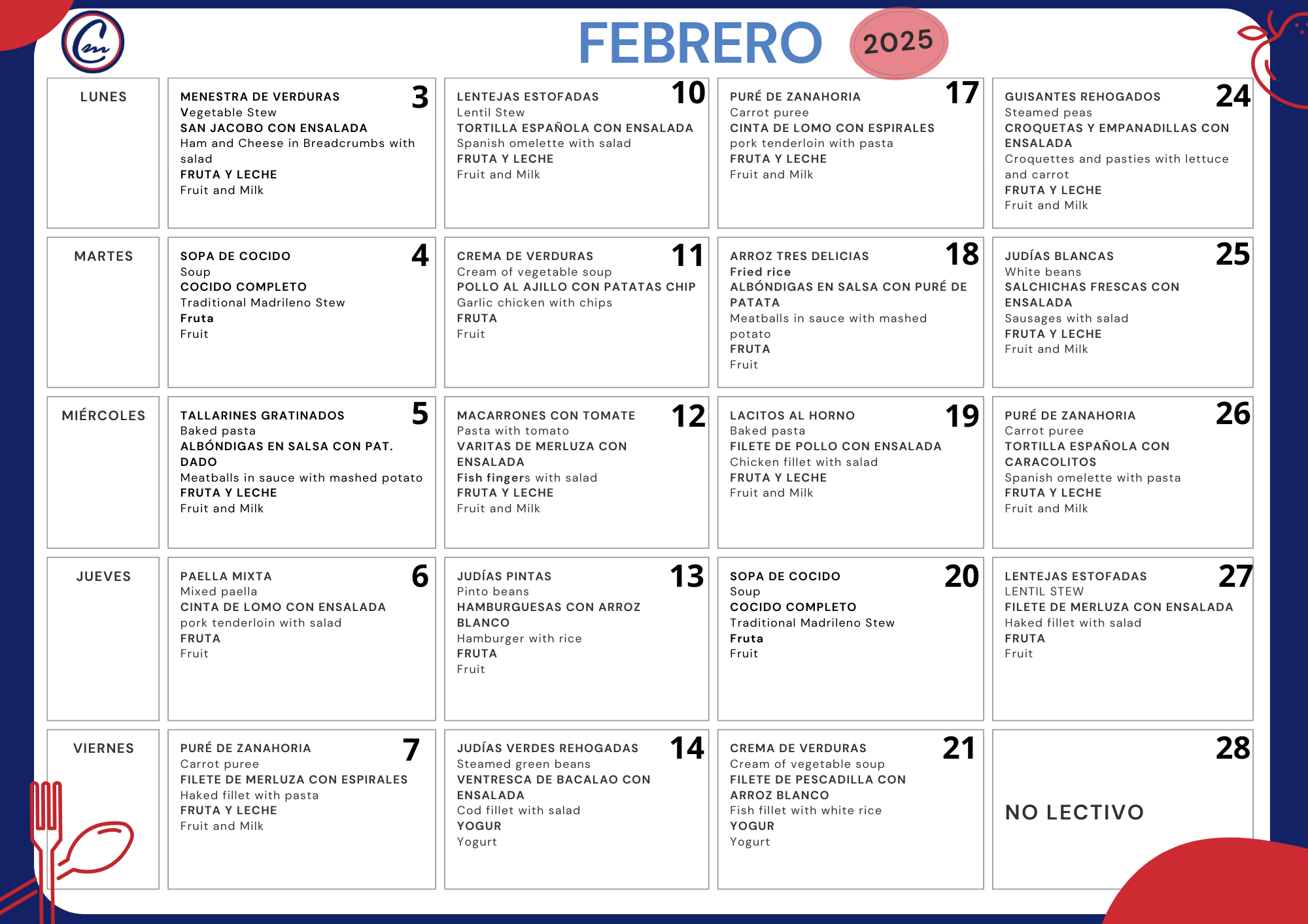 MENU FEBRERO 1