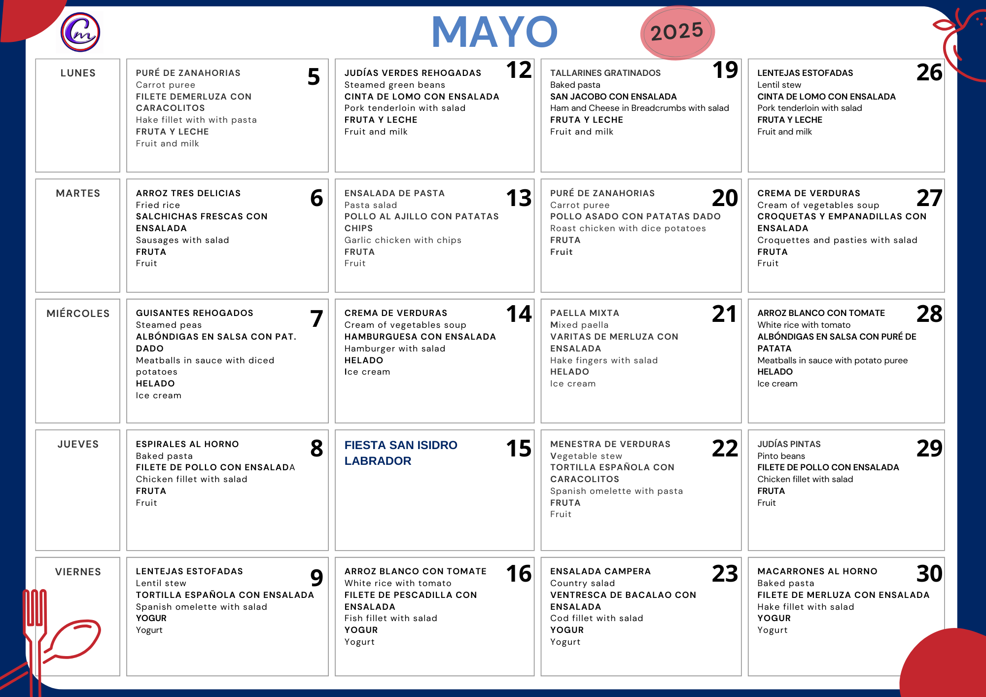 MENU MAYO